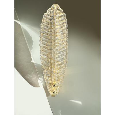 Italian Venetian Gold Graniglia Leave Murano Glass Walls Sconce a Pair