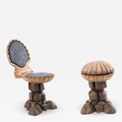 Italian Venetian Grotto Hinged Clam Shell Chairs