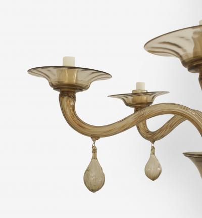 Italian Venetian Murano 1940s Style Smoky Amber Glass Chandelier