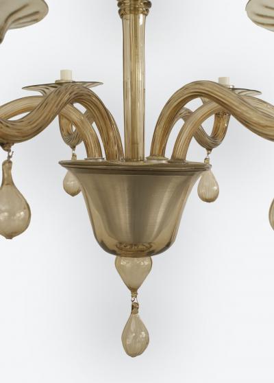 Italian Venetian Murano 1940s Style Smoky Amber Glass Chandelier