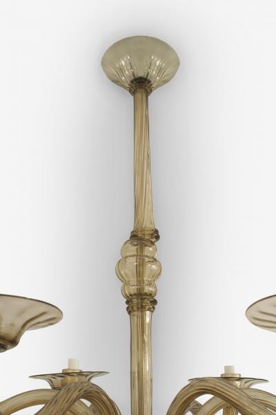 Italian Venetian Murano 1940s Style Smoky Amber Glass Chandelier