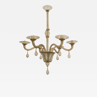 Italian Venetian Murano 1940s Style Smoky Amber Glass Chandelier