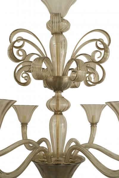 Italian Venetian Murano 1940s Style Smoky Glass Chandelier