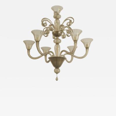 Italian Venetian Murano 1940s Style Smoky Glass Chandelier
