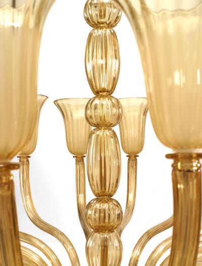 Italian Venetian Murano Amber Glass Chandelier