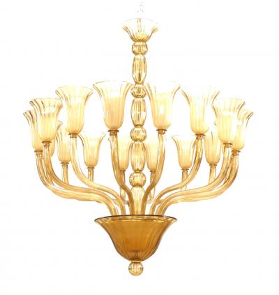 Italian Venetian Murano Amber Glass Chandelier