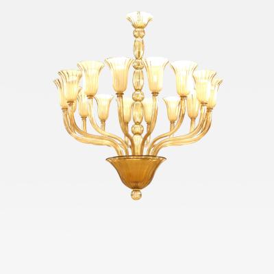 Italian Venetian Murano Amber Glass Chandelier
