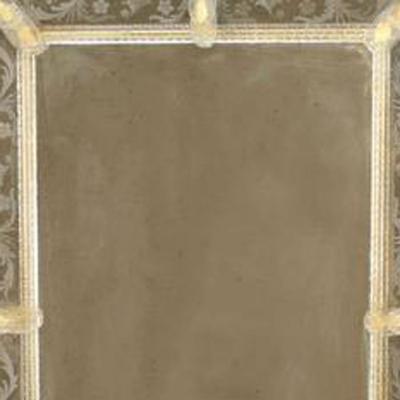 Italian Venetian Murano Etched Floral Design Wall Mirror