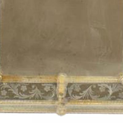 Italian Venetian Murano Etched Floral Design Wall Mirror
