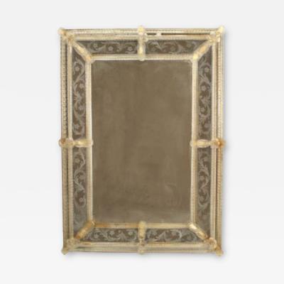 Italian Venetian Murano Etched Floral Design Wall Mirrors