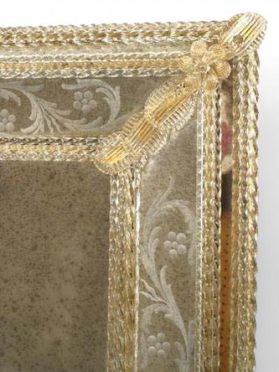 Italian Venetian Murano Etched Paneled Wall Mirror
