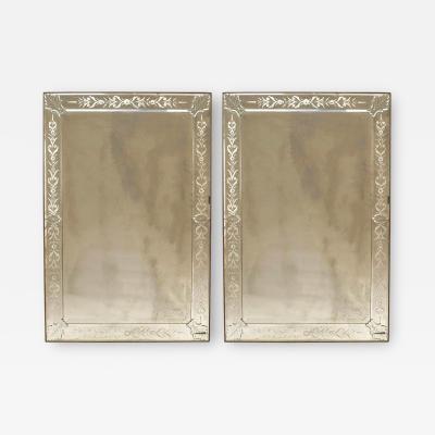 Italian Venetian Murano Etched Wall Mirrors