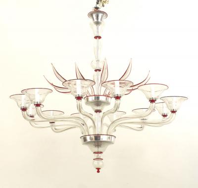 Italian Venetian Murano Glass Feather Chandelier