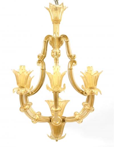 Italian Venetian Murano Gold Dusted Bamboo Chandelier