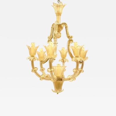 Italian Venetian Murano Gold Dusted Bamboo Chandelier