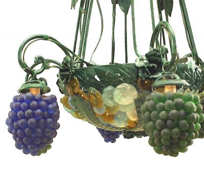 Italian Venetian Murano Grape and Flower Chandelier