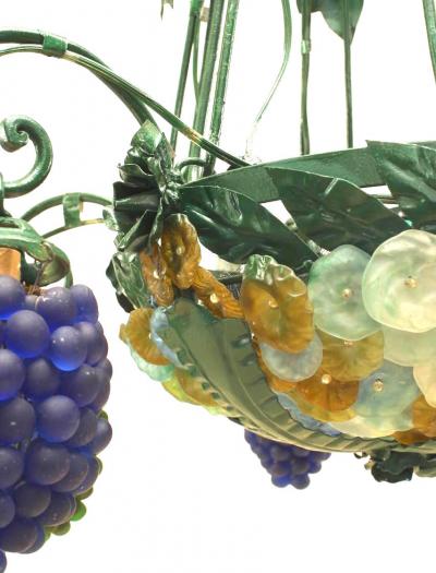 Italian Venetian Murano Grape and Flower Chandelier