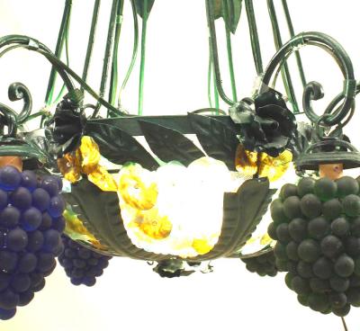 Italian Venetian Murano Grape and Flower Chandelier