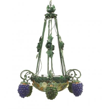 Italian Venetian Murano Grape and Flower Chandelier