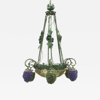 Italian Venetian Murano Grape and Flower Chandelier