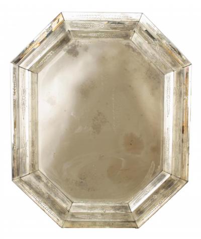 Italian Venetian Murano Octagonal Etched Wall Mirrors