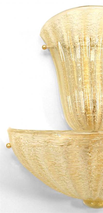 Italian Venetian Murano Rugiada Glass Wall Sconces