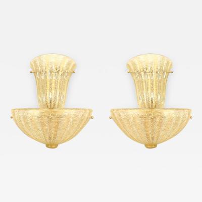Italian Venetian Murano Rugiada Glass Wall Sconces