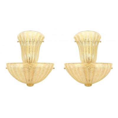 Italian Venetian Murano Rugiada Glass Wall Sconces