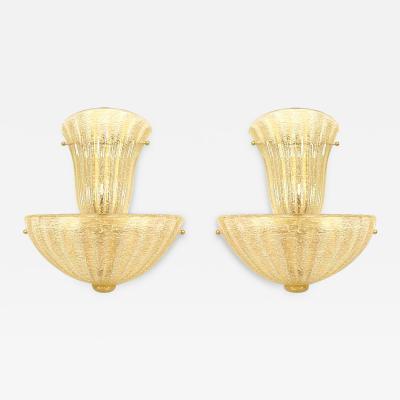 Italian Venetian Murano Rugiada Glass Wall Sconces