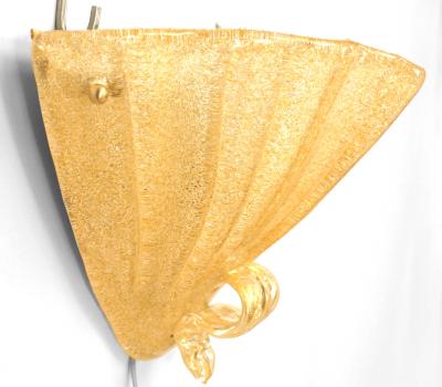 Italian Venetian Murano Ventola Gold Glass Wall Sconces