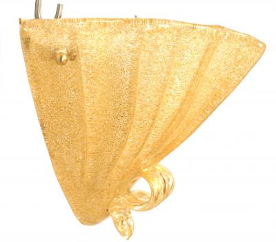 Italian Venetian Murano Ventola Gold Glass Wall Sconces