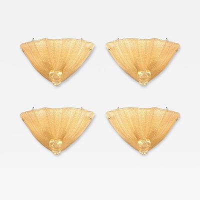 Italian Venetian Murano Ventola Gold Glass Wall Sconces