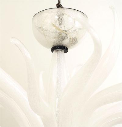 Italian Venetian Murano White Glass Chandelier