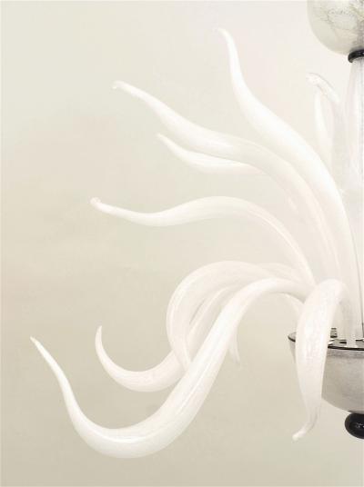 Italian Venetian Murano White Glass Chandelier