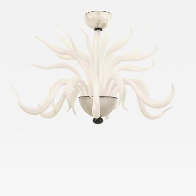 Italian Venetian Murano White Glass Chandelier
