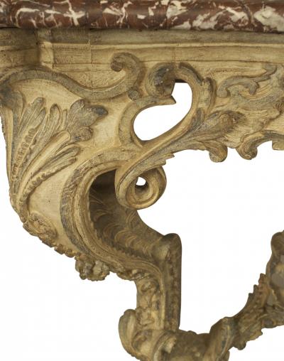 Italian Venetian Painted Marble Top Console Table