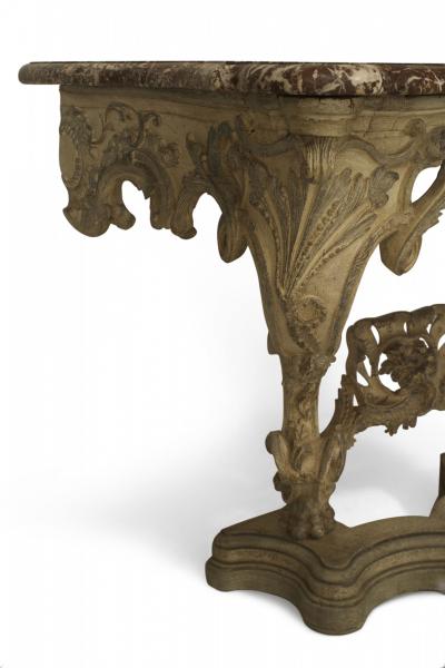 Italian Venetian Painted Marble Top Console Table