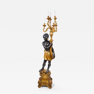 Italian Venetian Style Blackamoor Torchiere Floor Lamps Circa 1940s