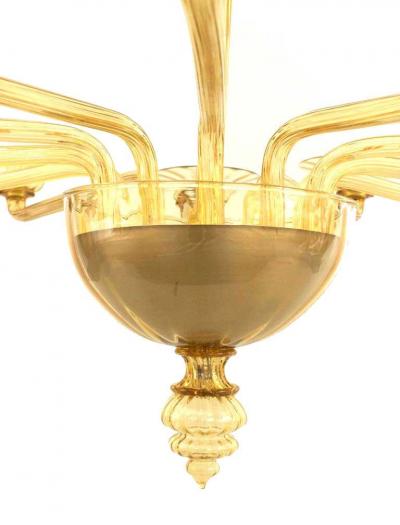 Italian Venetian Style Murano Amber Glass Chandelier