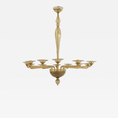 Italian Venetian Style Murano Amber Glass Chandelier