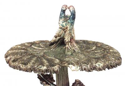 Italian Venetian Style Silver Gilt Kissing Peacock Center Table