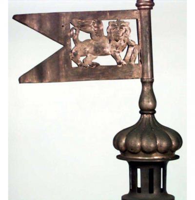 Italian Venetian style 19th Cent brass 6 sided hanging lantern