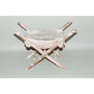 Italian Venetian style Mid 20th Century bleached bench with carved faux bamboo