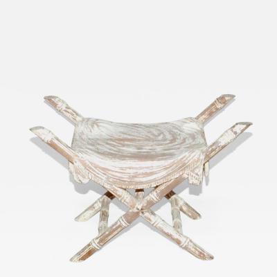Italian Venetian style Mid 20th Century bleached bench with carved faux bamboo