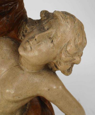 Italian Venetian style cream painted and walnut mermaid pedestal