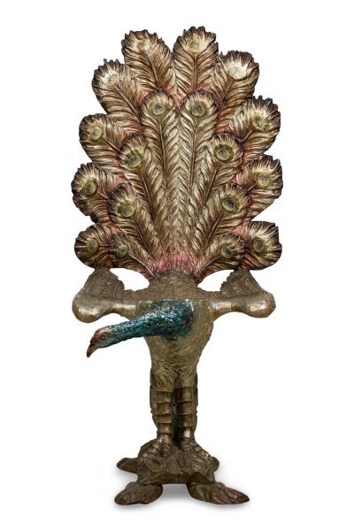 Italian Ventetian style 19th Cent carved peacock polychromed side chair