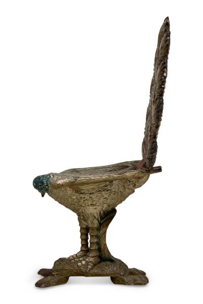 Italian Ventetian style 19th Cent carved peacock polychromed side chair