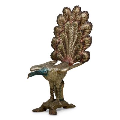 Italian Ventetian style 19th Cent carved peacock polychromed side chair