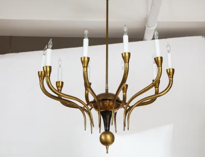 Italian Vintage Brass Chandelier Ten Lights Mid Century Modern 1950