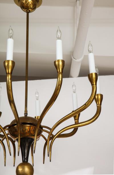 Italian Vintage Brass Chandelier Ten Lights Mid Century Modern 1950